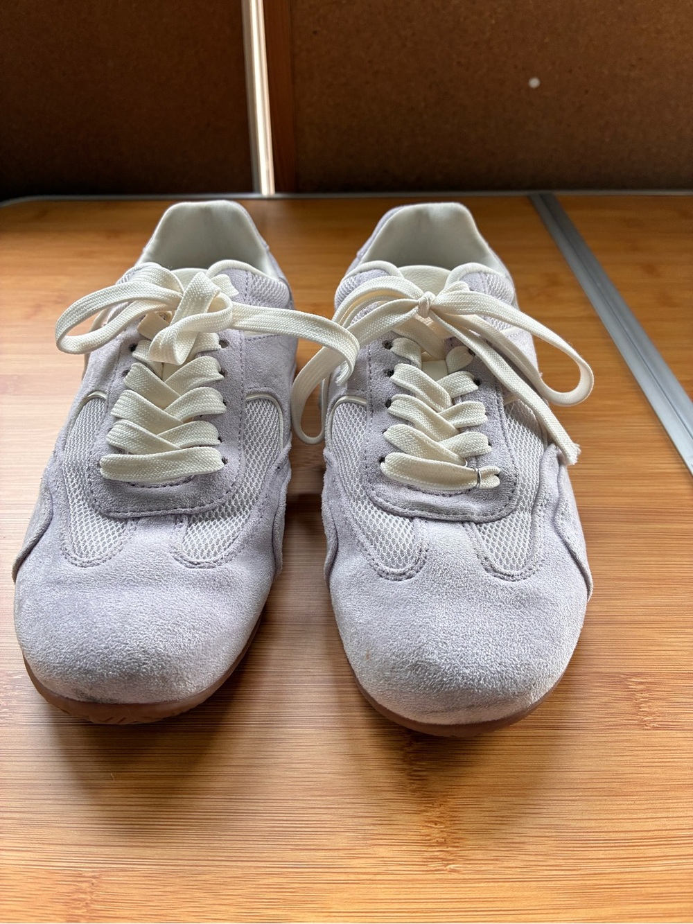 Zara lightweight faux Suede Lace-Up Sneakers in soft violet